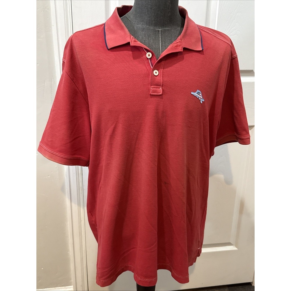 Tommy Bahama Island Zone Red Polo Shirt US Flag - STAINED - 2XL